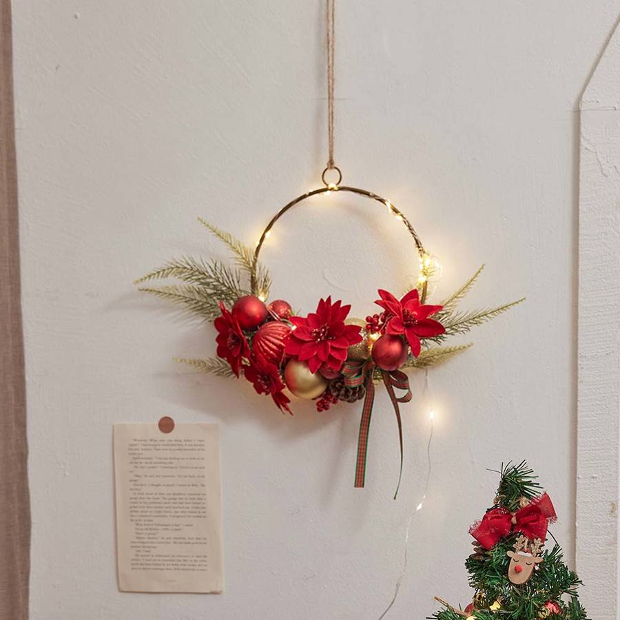 아마빌리스 리스-크리스마스장식,벽장식,리스,LED 전구